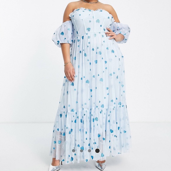 ASOS Curve Dresses & Skirts - NWT - Asos Curve Lace and Beads Blue Heart Tulle Dress - Size UK 26 (US 22)